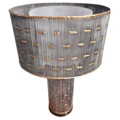 Used Gunmetal and Brass Cylinder Lamp