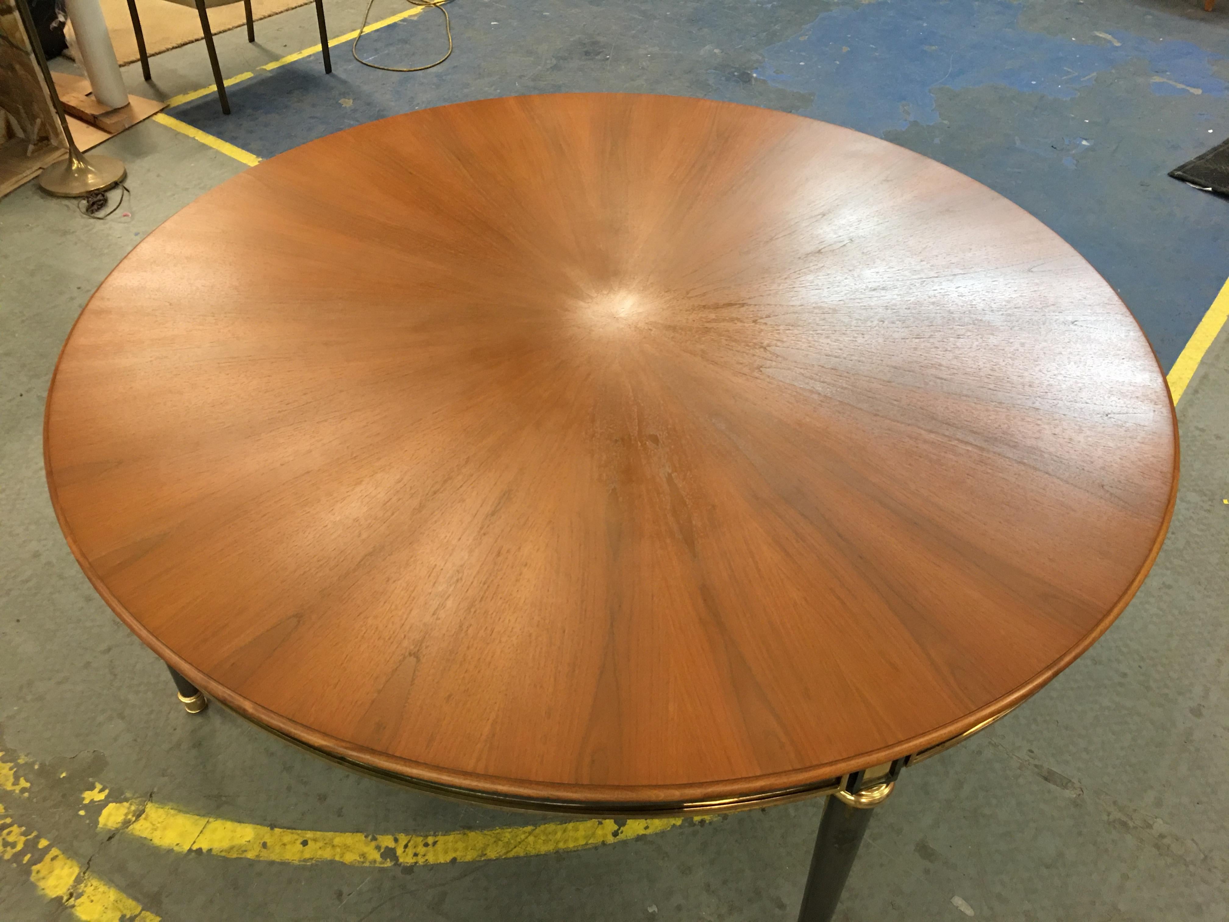 Veneer Gunmetal and Brass Dining Table in the Style of Maison Jansen For Sale