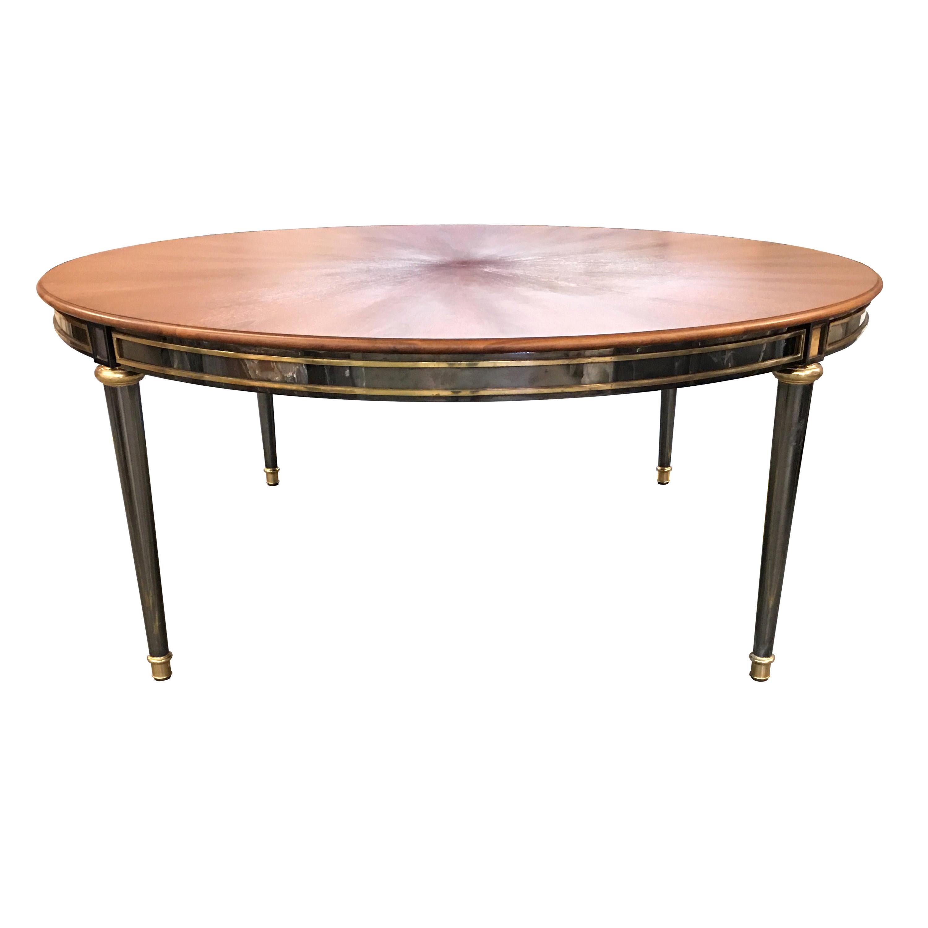 Gunmetal and Brass Dining Table in the Style of Maison Jansen For Sale