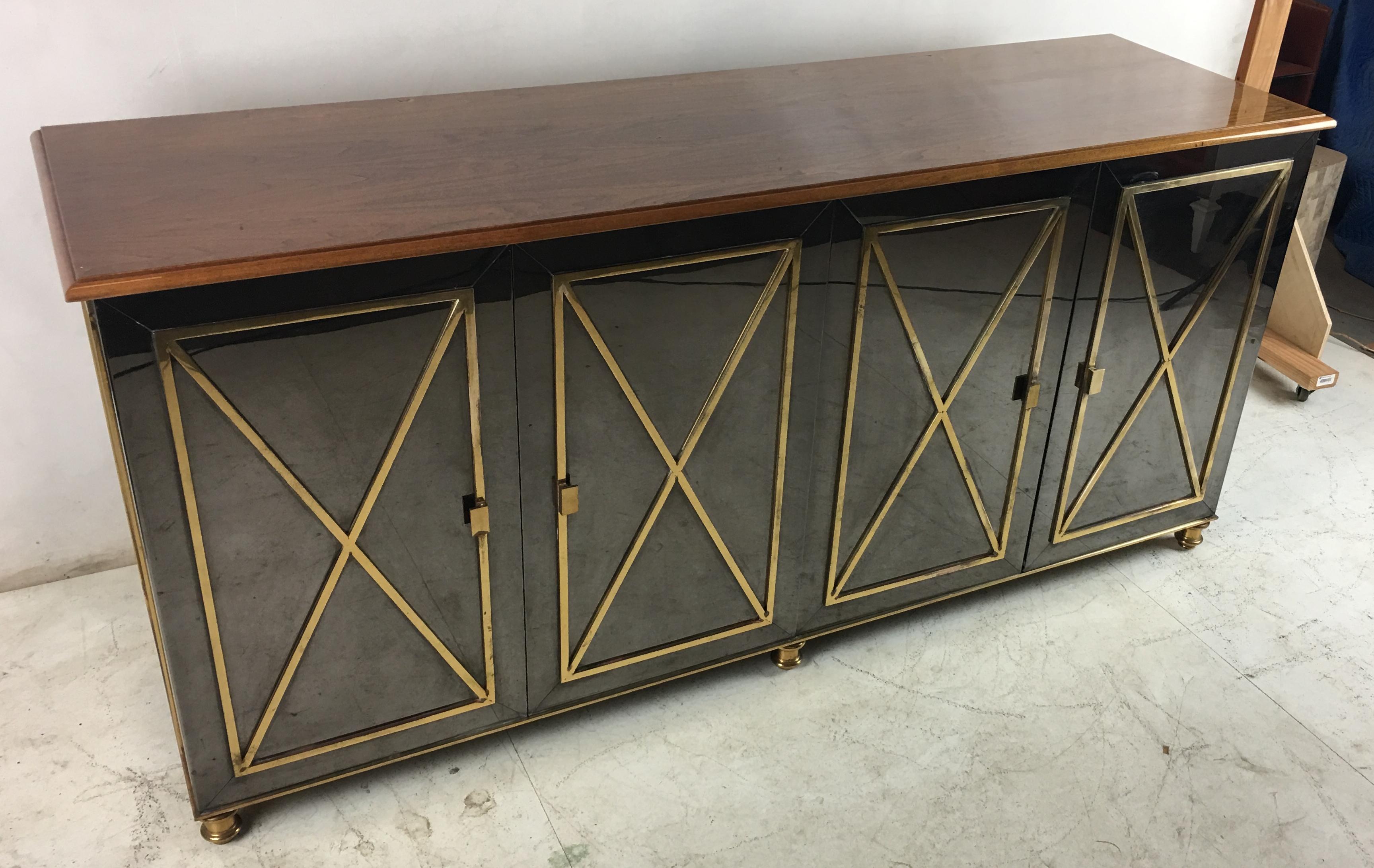 Gunmetal and Brass Sideboard in the Style of Maison Jansen 4