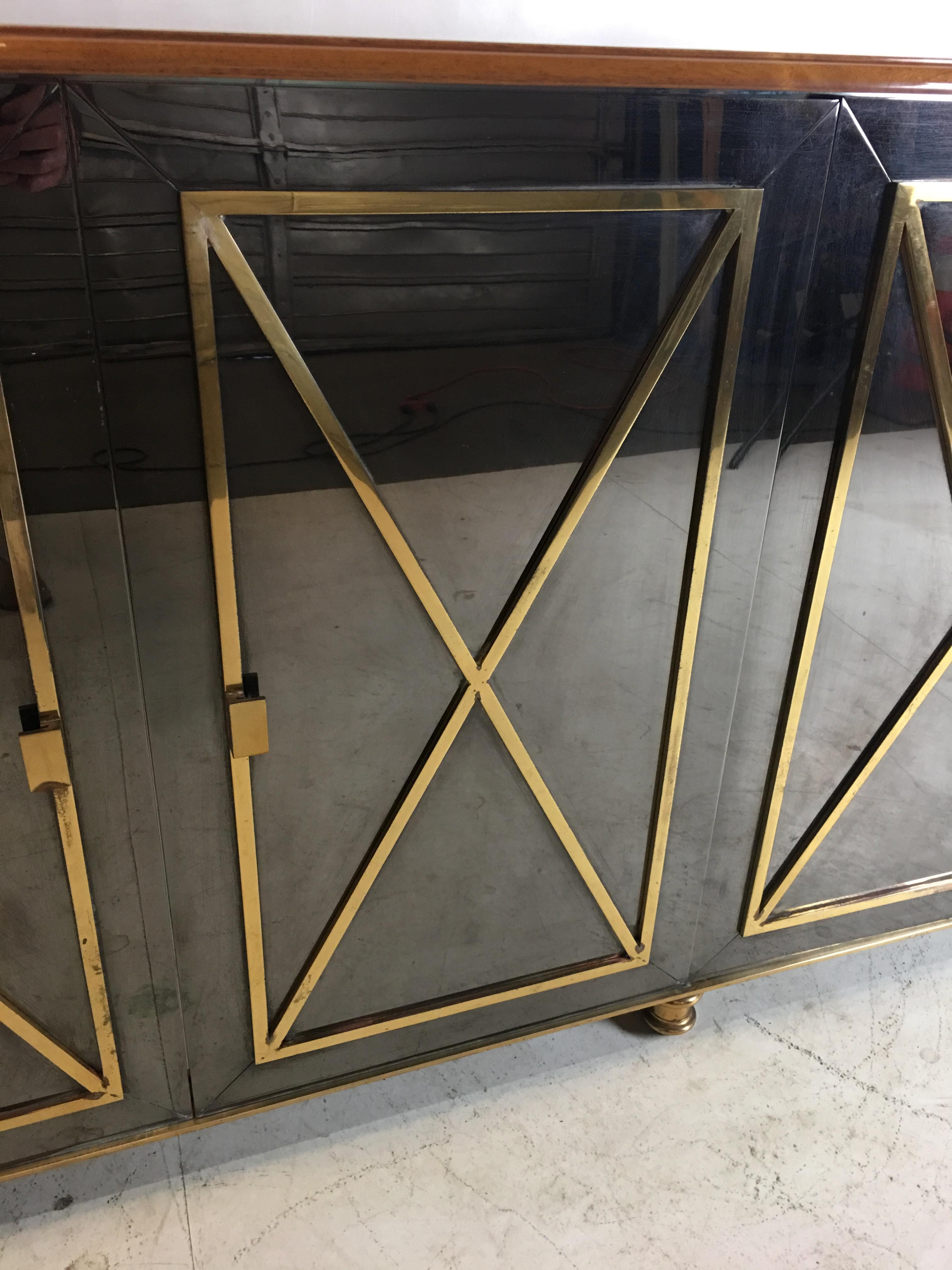 Gunmetal and Brass Sideboard in the Style of Maison Jansen In Good Condition In Danville, CA