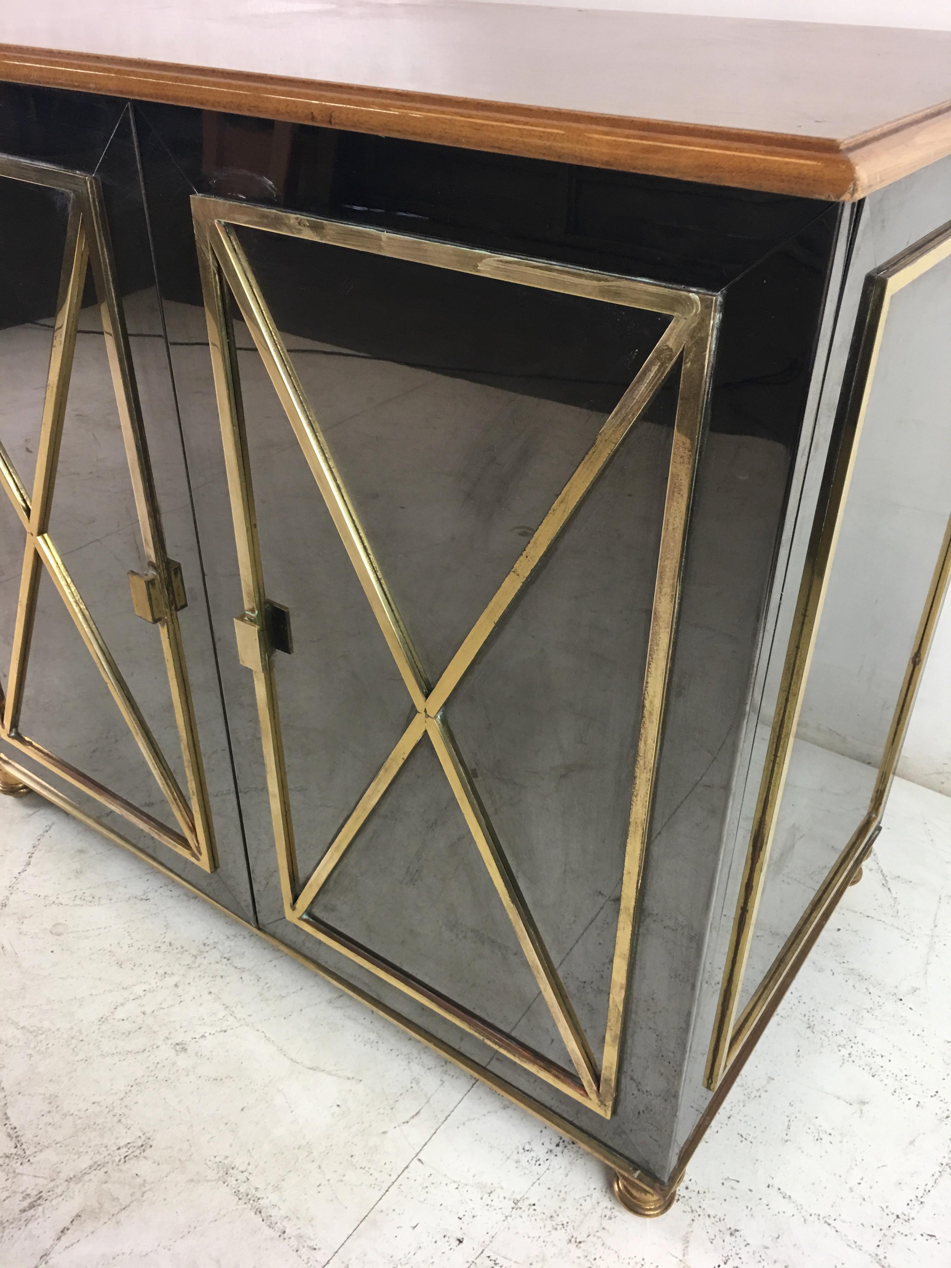 Gunmetal and Brass Sideboard in the Style of Maison Jansen 2