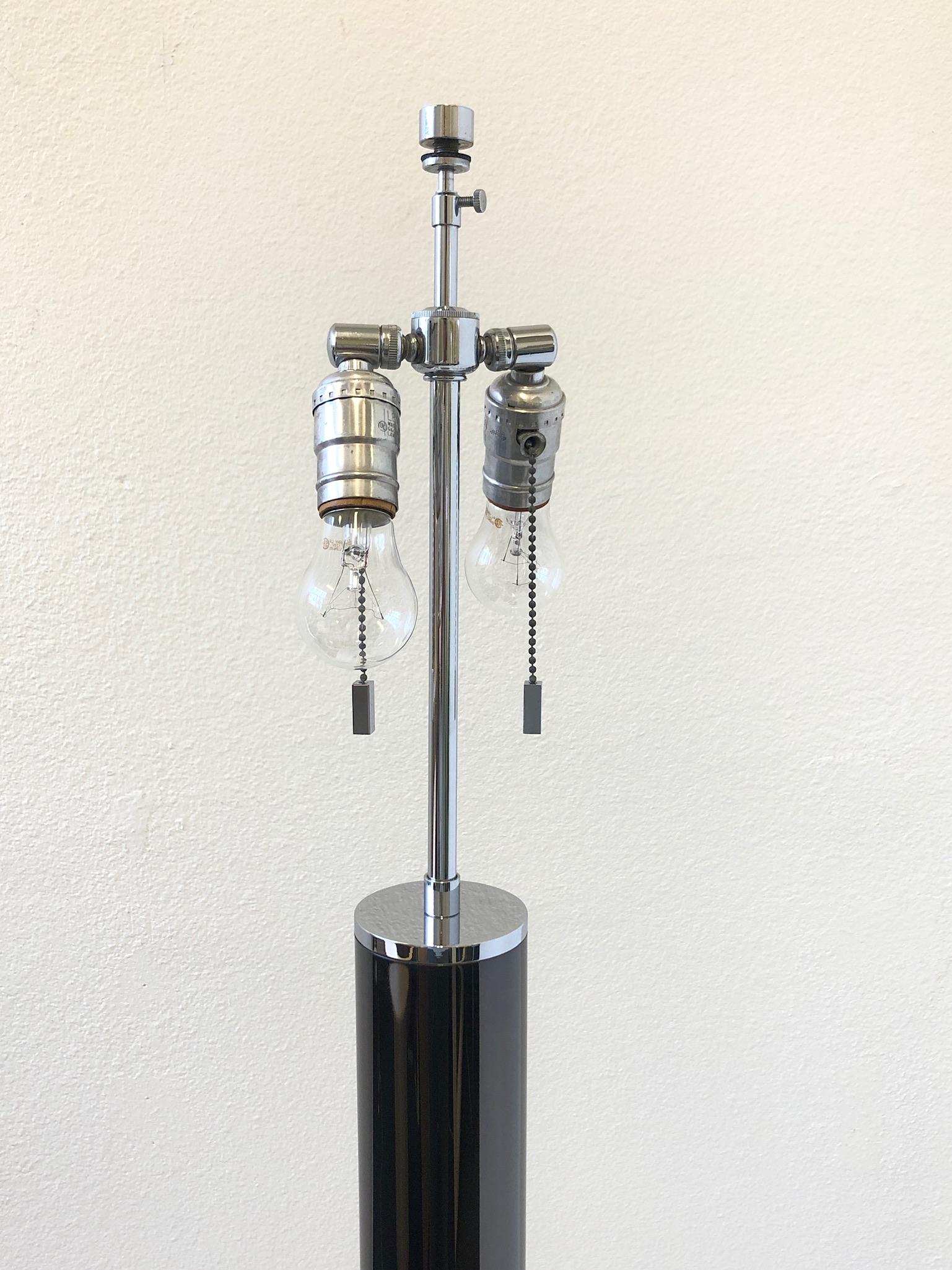 Lampadaire en bronze et chrome de Karl Springer en vente 3