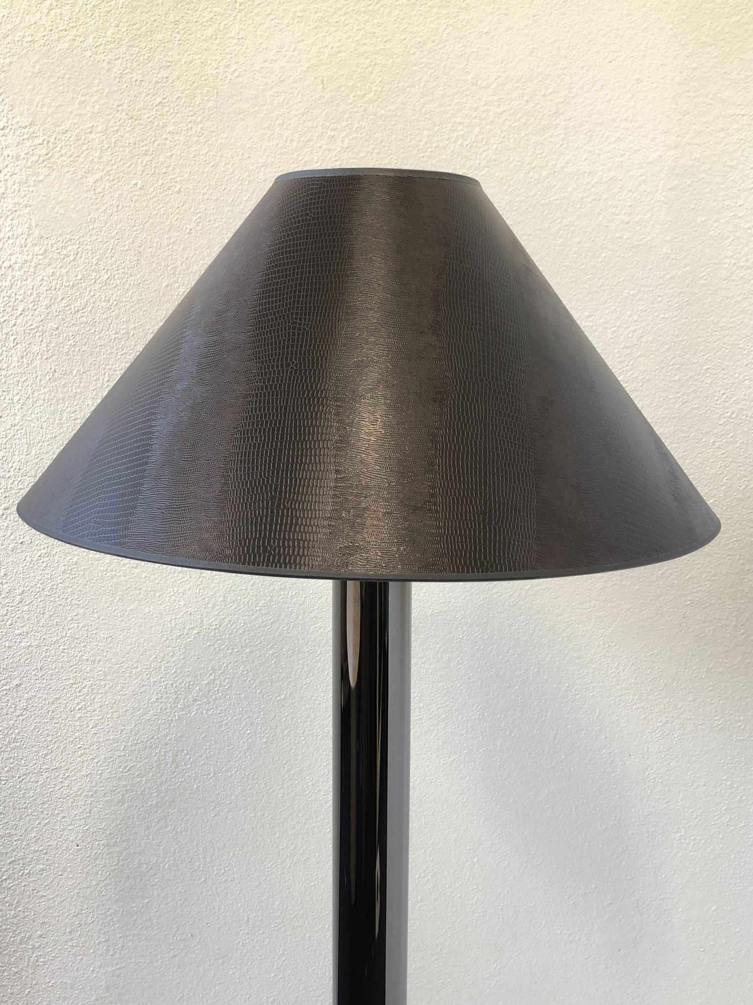 Moderne Lampadaire en bronze et chrome de Karl Springer en vente