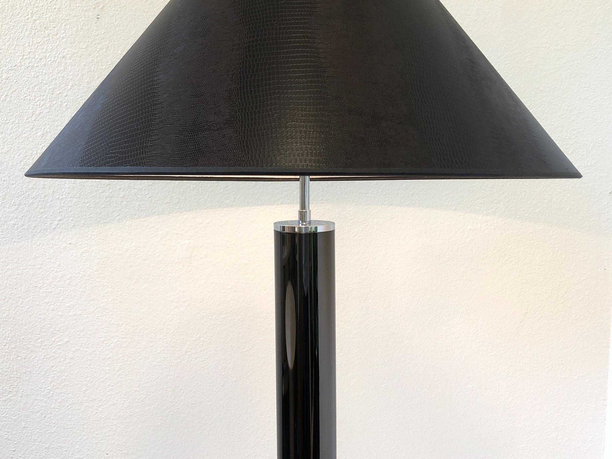 Modern Gunmetal and Chrome Floor Lamp by Karl Springer For Sale
