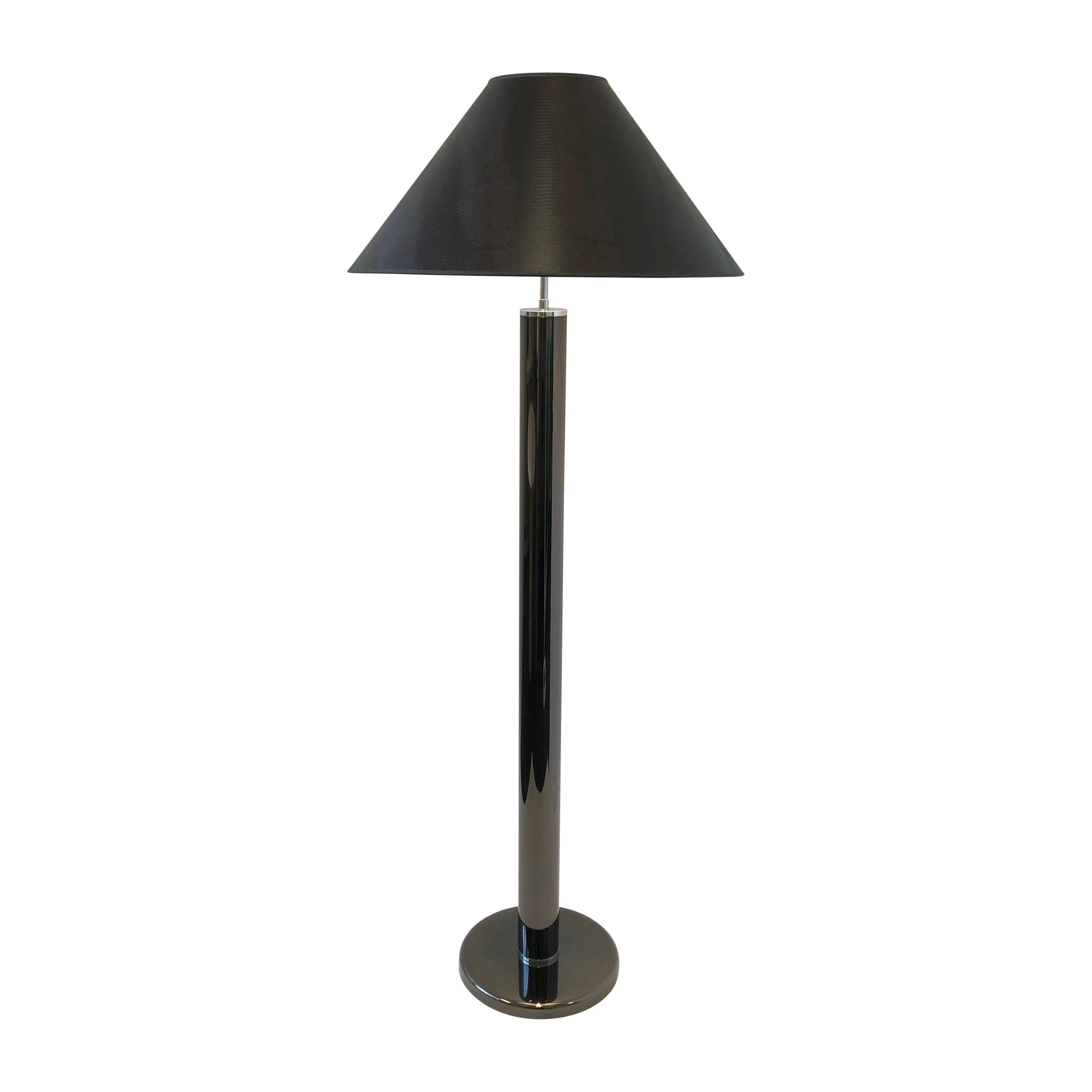 Lampadaire en bronze et chrome de Karl Springer