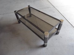 Gunmetal and Nickel-Plated Two-Tier Coffee Table by Karl Springer, circa 1970s