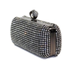 Gunmetal and Rhinestone Clutch with Pearl Clasp