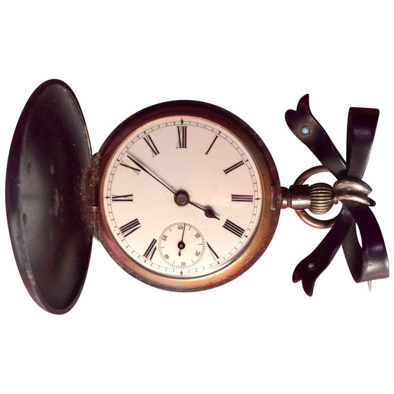 Gunmetal Brooch Style Ladies Fob Watch at 1stdibs