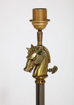 Gunmetal Finish and Bronze Horsehead Tripod Floor Lamp by Maison Jansen