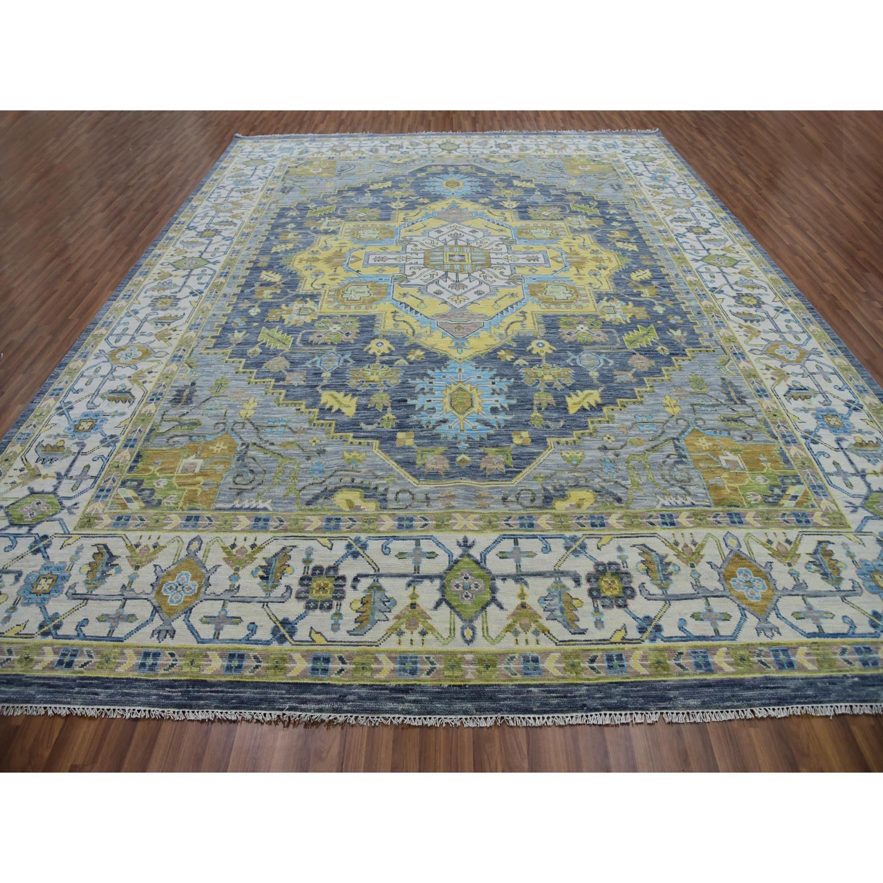 Indien Tapis surdimensionné gris bronze Oushak Design 100 % laine nouée à la main 11'10