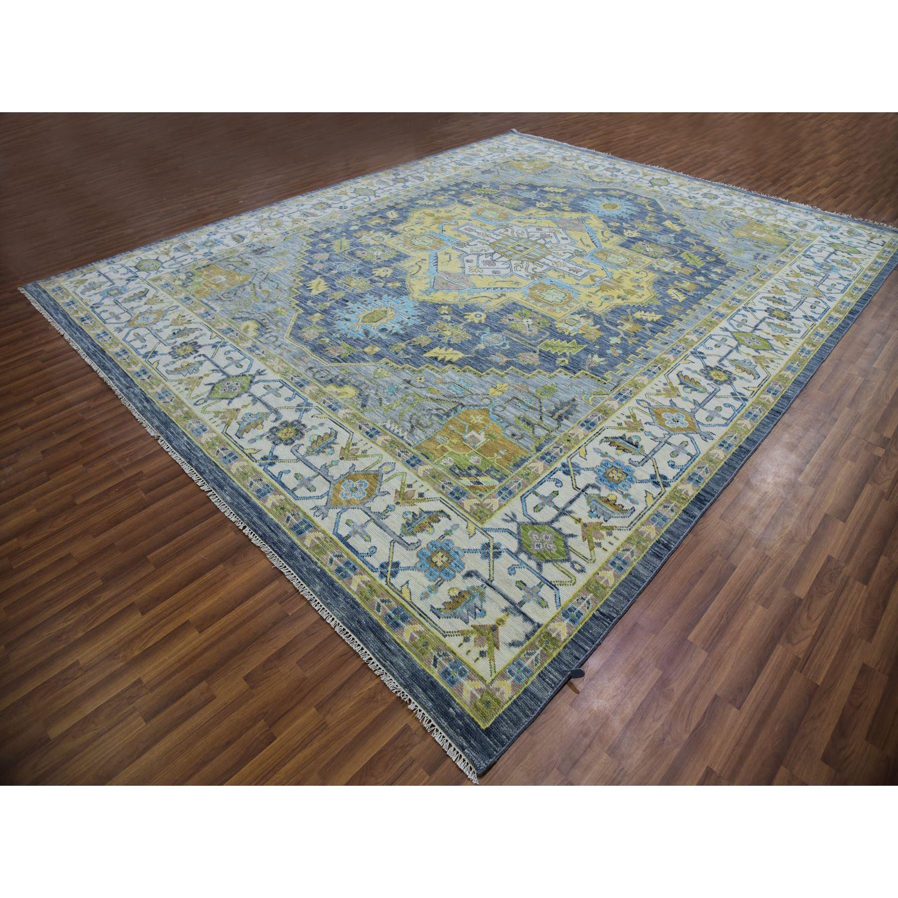 Noué à la main Tapis surdimensionné gris bronze Oushak Design 100 % laine nouée à la main 11'10