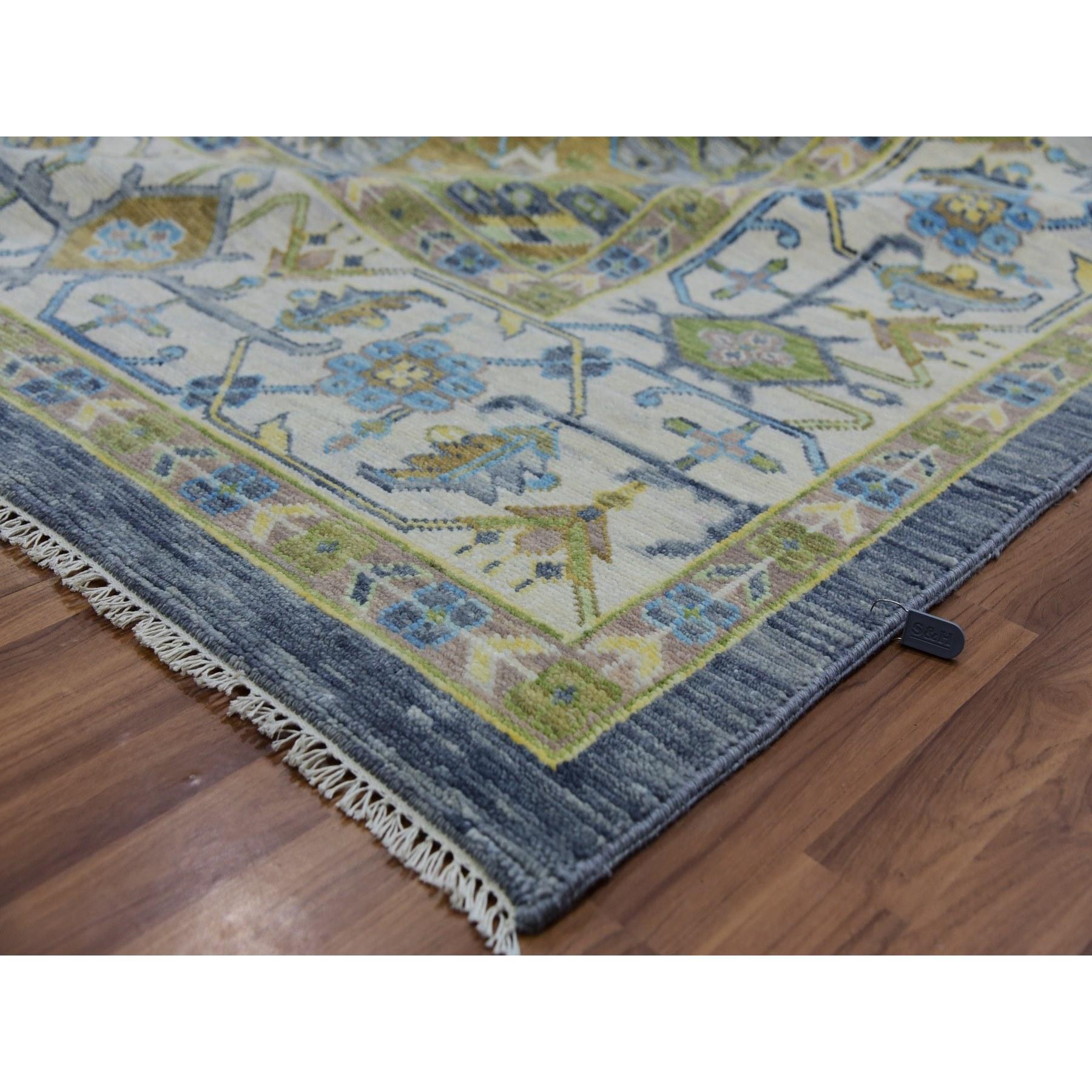 Laine Tapis surdimensionné gris bronze Oushak Design 100 % laine nouée à la main 11'10
