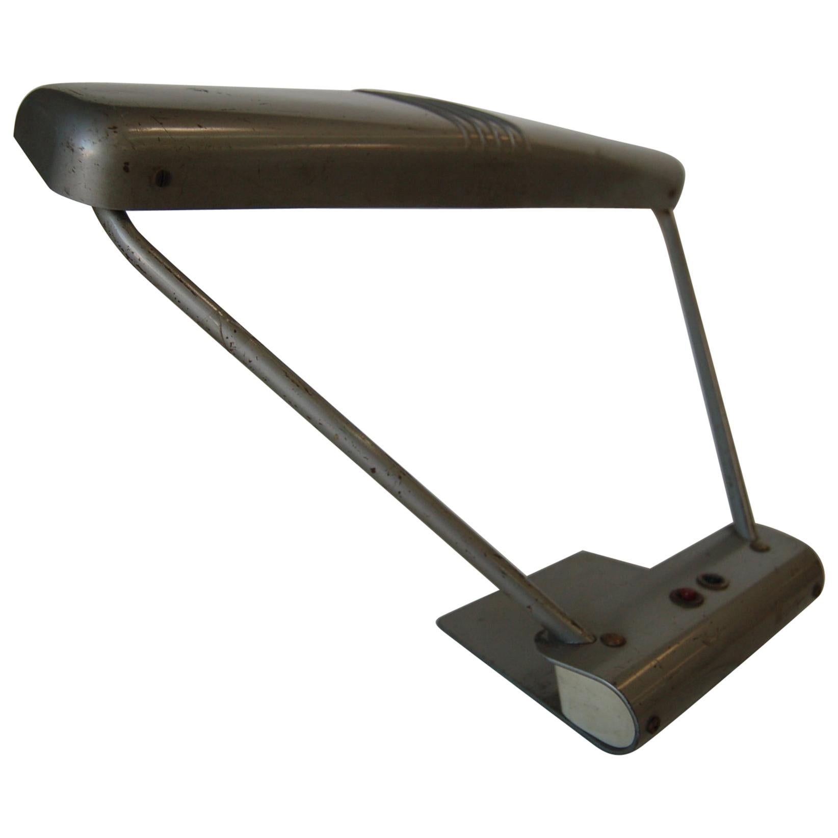 Gunmetal Grey Machine Age Tanker Fluorescent Desk Lamp