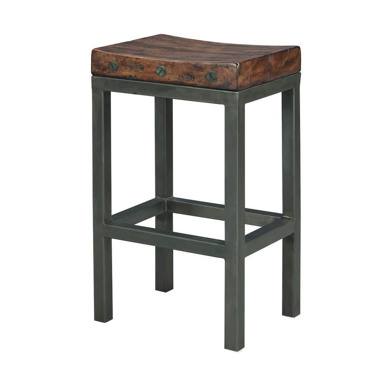 Gunmetal Iron Plank Seat Bar Stool For Sale at 1stDibs