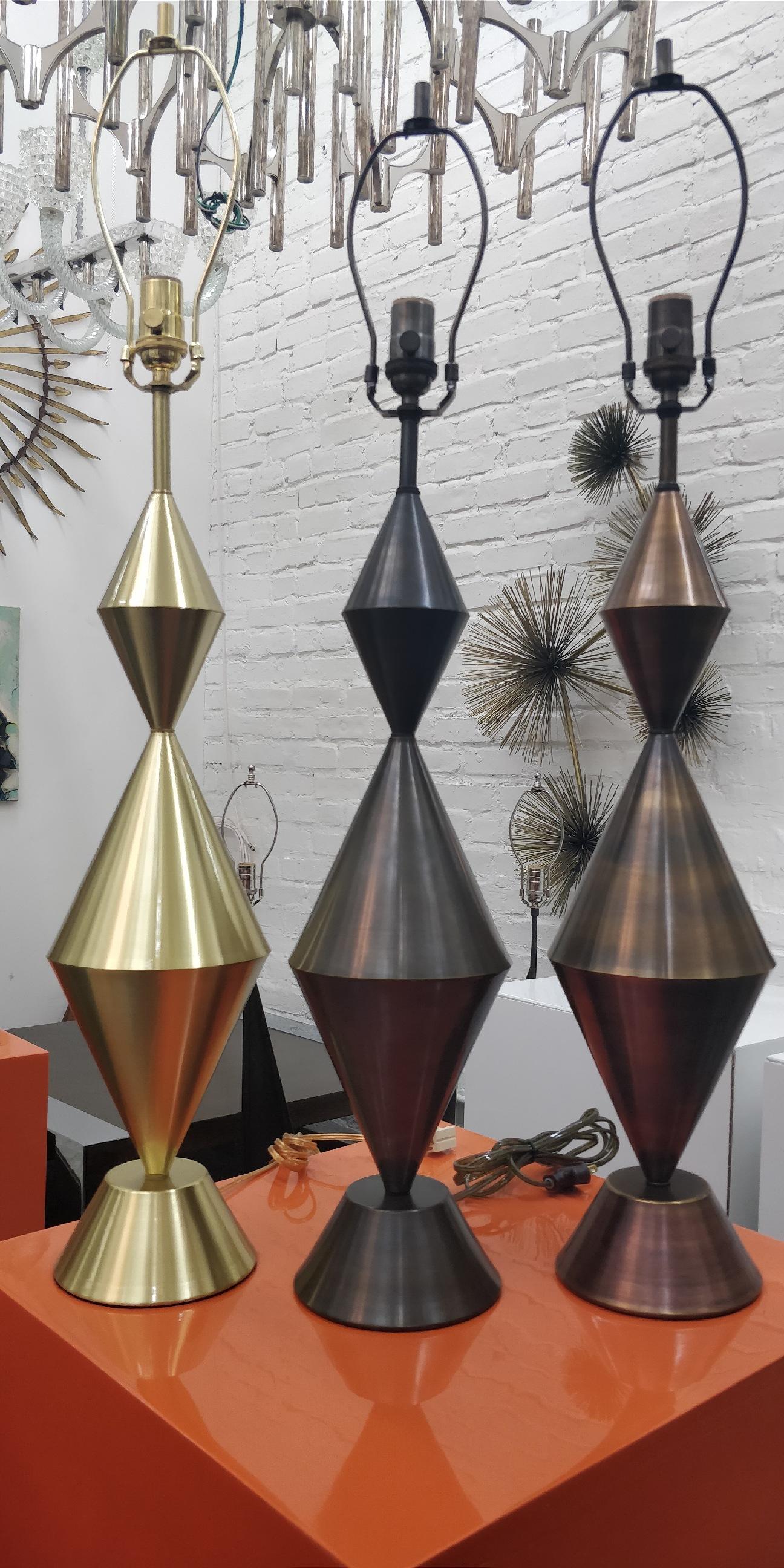 Contemporary Gunmetal Patinated Brass Conical Lamps