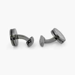 Boutons de manchette en métal métallique Gunmetal avec bouchon de manchette en aluminium gris