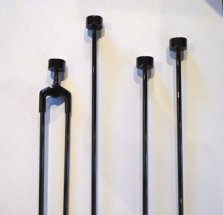 GunmetalPlated Fireplace Tool Set by Virginia Metalcrafters For Sale