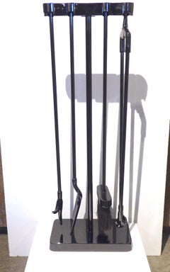 Gunmetal-Plated Fireplace Tool Set by Virginia Metalcrafters