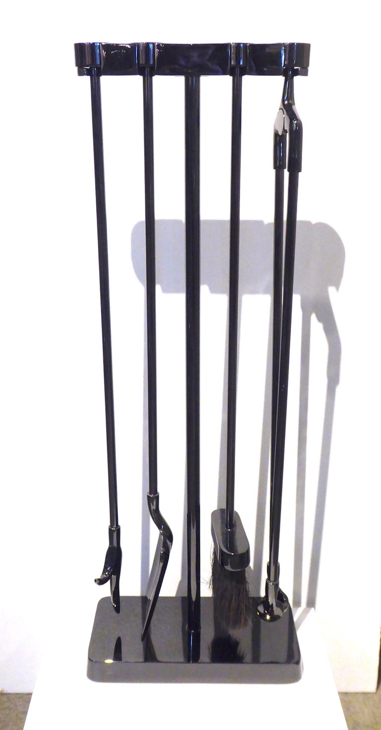 GunmetalPlated Fireplace Tool Set by Virginia Metalcrafters For Sale