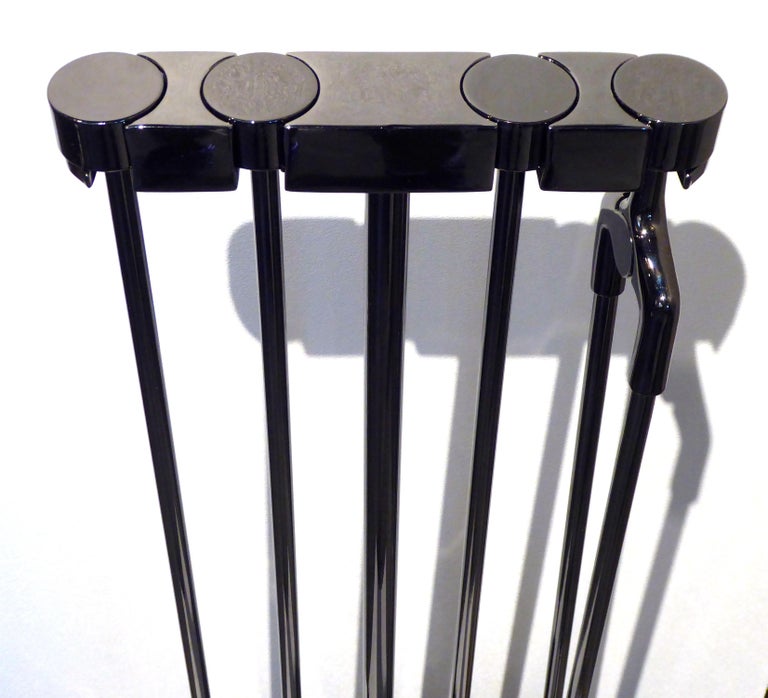 GunmetalPlated Fireplace Tool Set by Virginia Metalcrafters For Sale