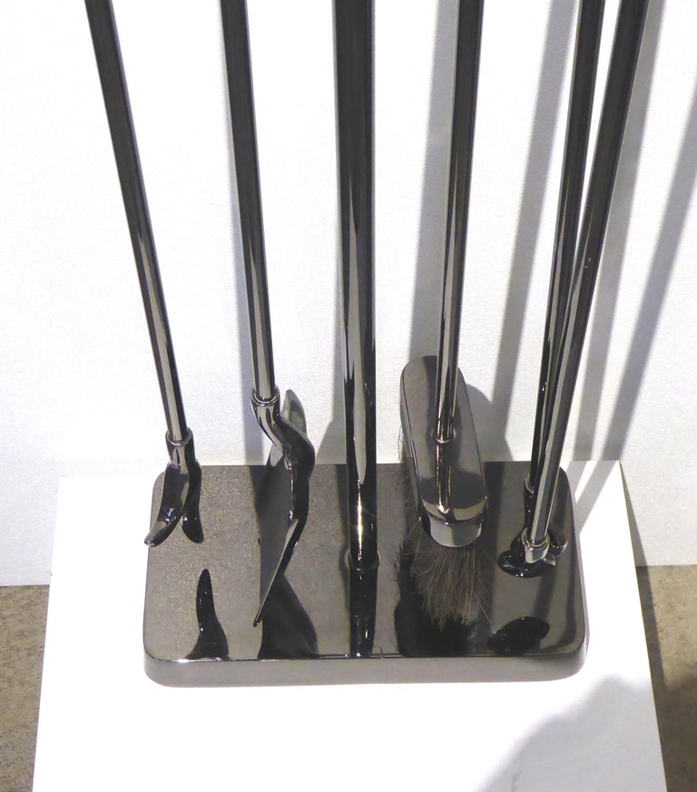 GunmetalPlated Fireplace Tool Set by Virginia Metalcrafters For Sale