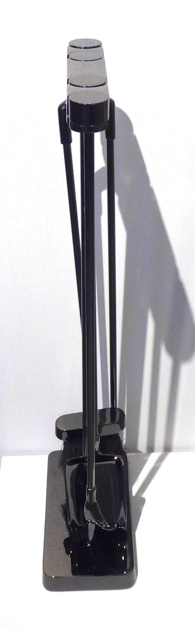 GunmetalPlated Fireplace Tool Set by Virginia Metalcrafters For Sale