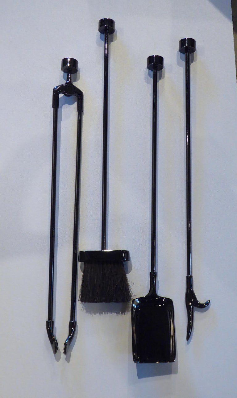 GunmetalPlated Fireplace Tool Set by Virginia Metalcrafters For Sale