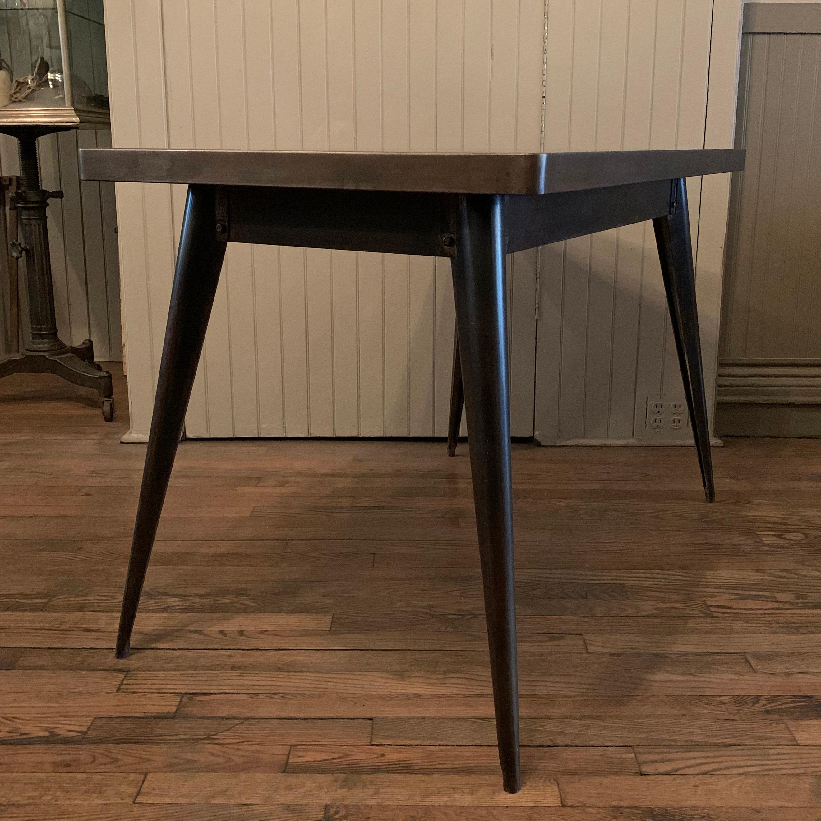 Gunmetal Steel Tolix Table by Xavier Pauchard In Good Condition In Brooklyn, NY