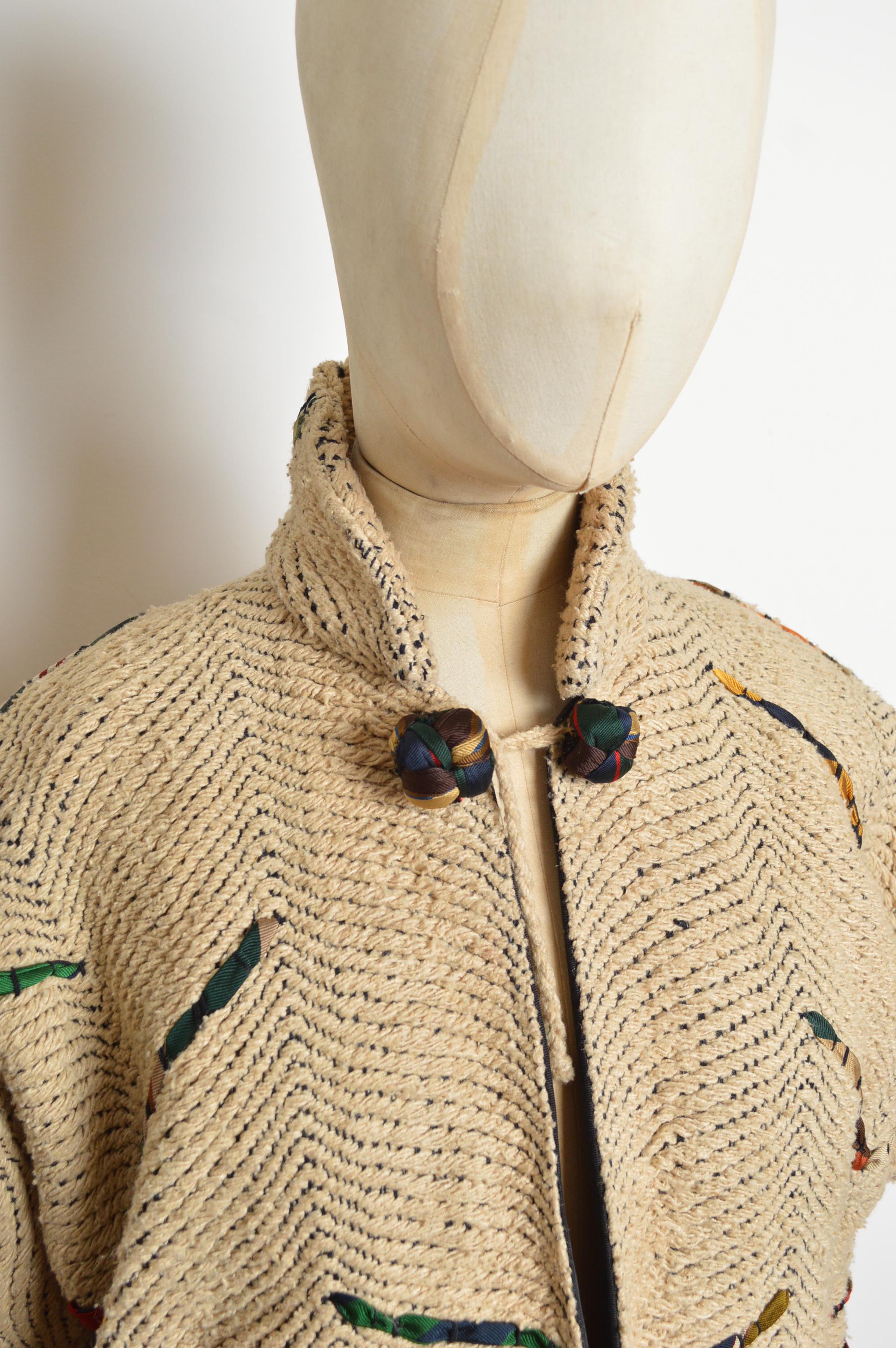 Beige GUNN Trigère of Beverley Hills Woven Construction Fitted Cream Jacket (veste cintrée de couleur crème) en vente