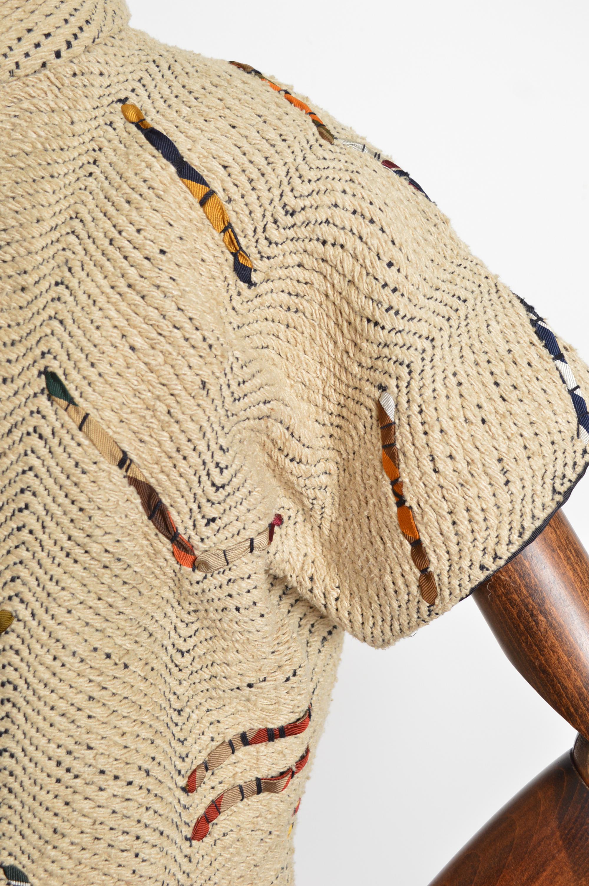 GUNN Trigère of Beverley Hills Woven Construction Fitted Cream Jacket (veste cintrée de couleur crème) en vente 1