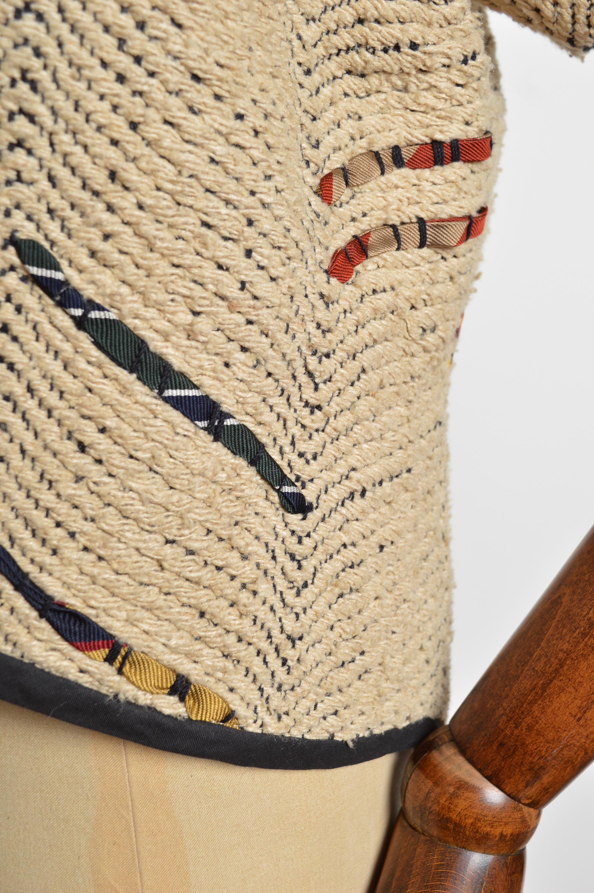 GUNN Trigère of Beverley Hills Woven Construction Fitted Cream Jacket (veste cintrée de couleur crème) en vente 2