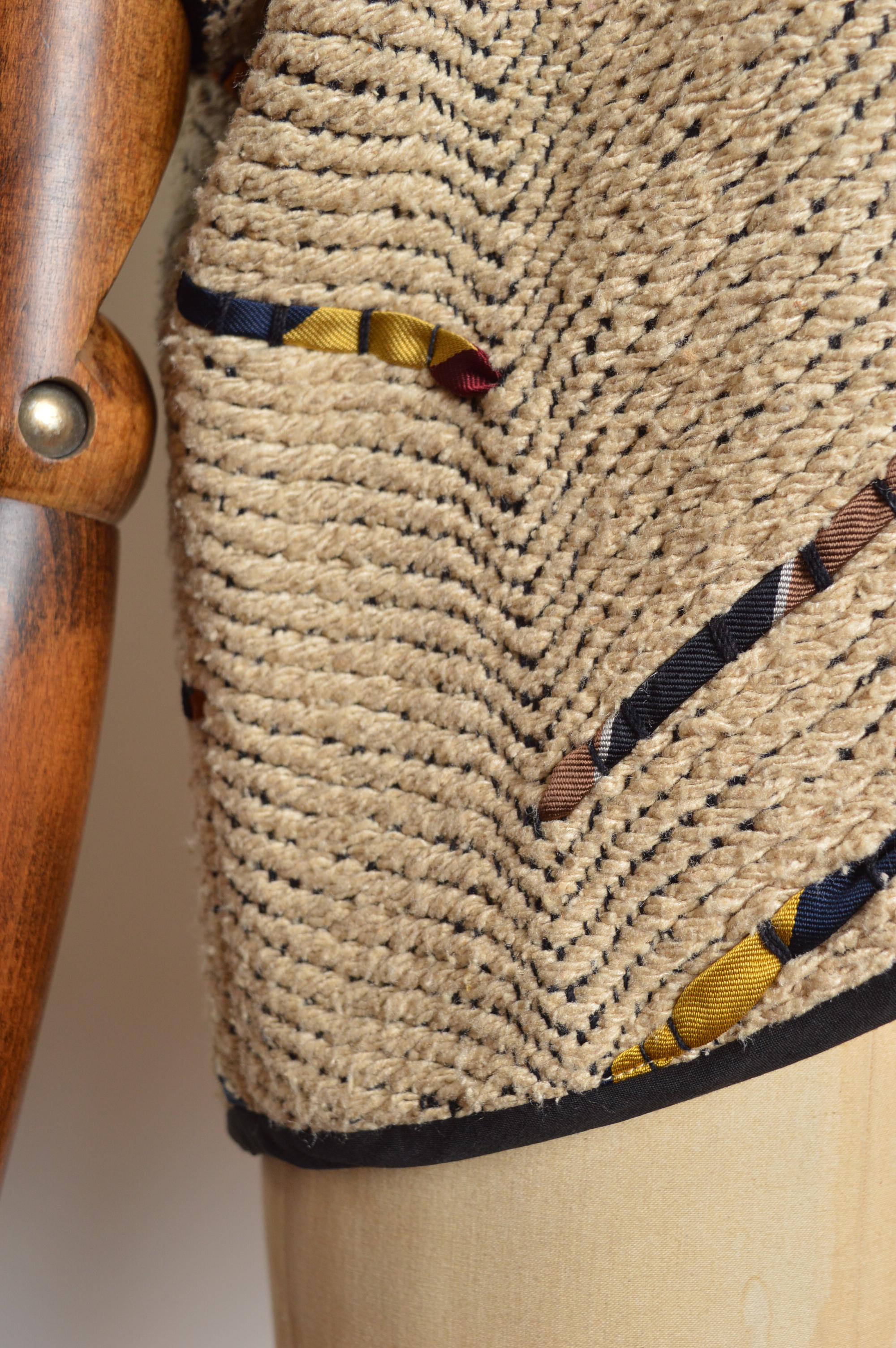 GUNN Trigère of Beverley Hills Woven Construction Fitted Cream Jacket (veste cintrée de couleur crème) en vente 3