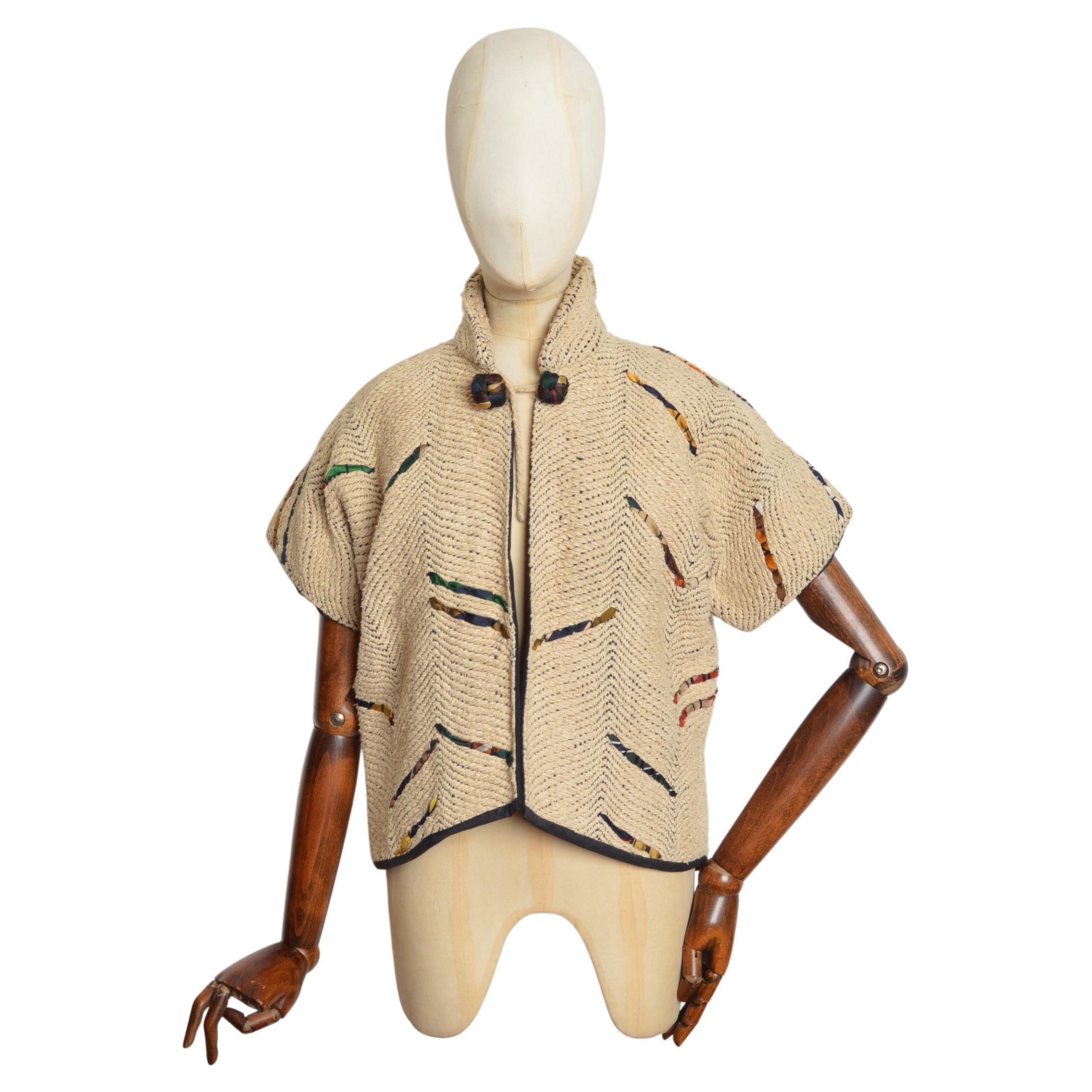 Gunn Trigère of Beverley Hills Woven Construction Fitted Cream Jacket