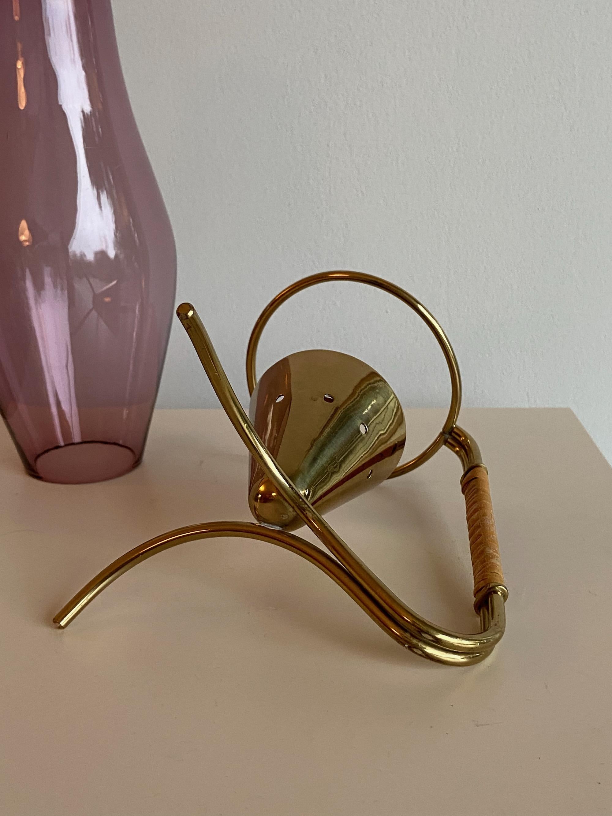 Gunnar Ander 1950s Ystad Metall Schweden Brass & Glass Candleholder 2