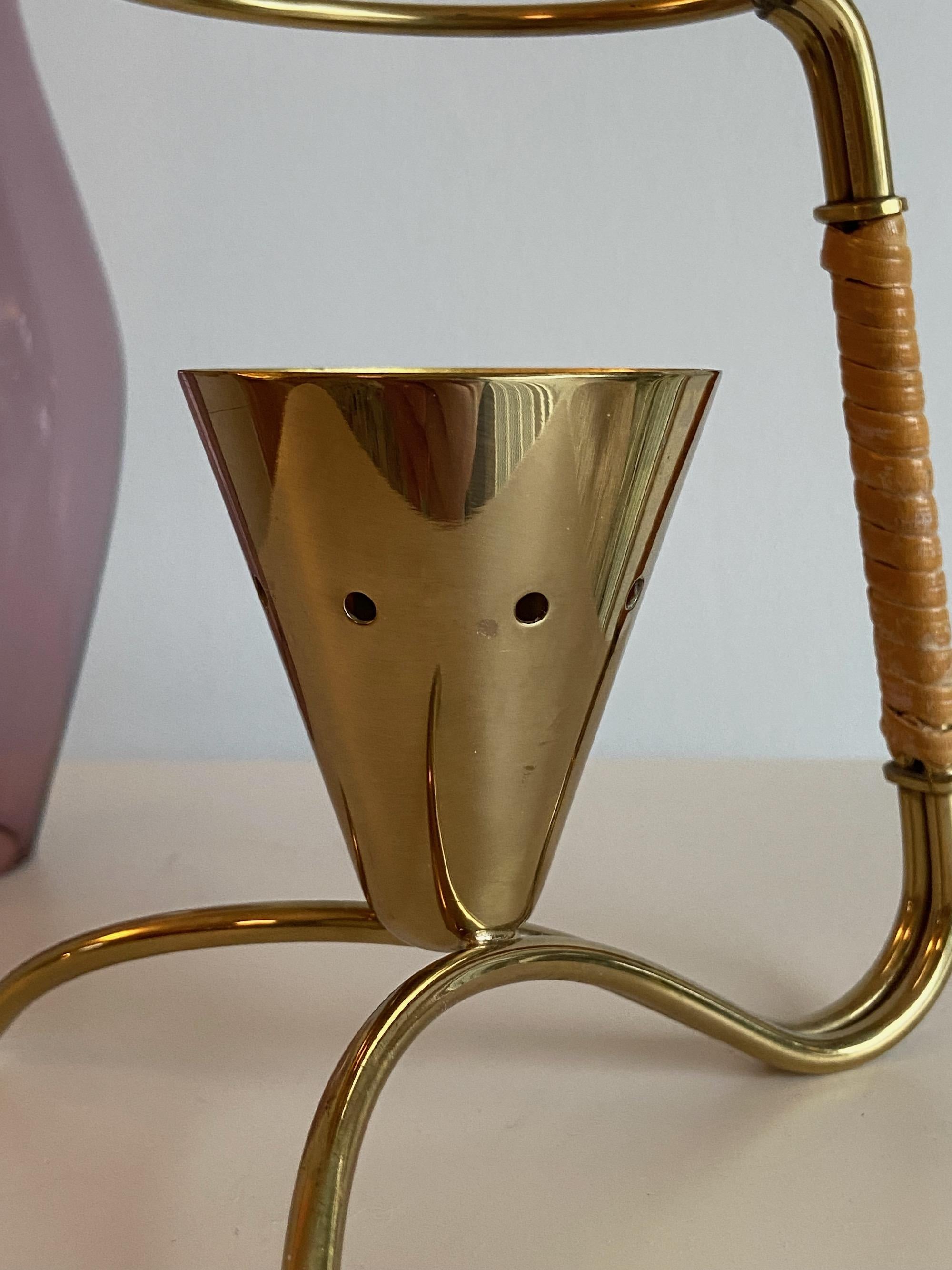 Gunnar Ander 1950s Ystad Metall Schweden Brass & Glass Candleholder 3