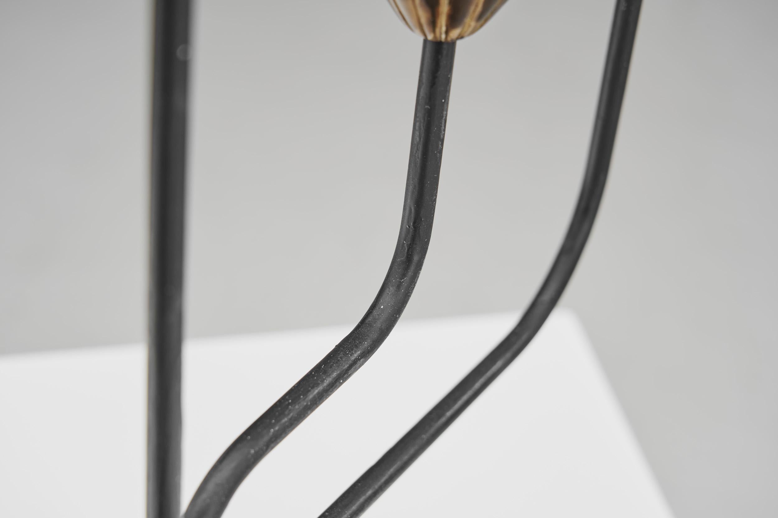 Gunnar Ander Black Lacquered Candelabra for Ystad Metall, Sweden 1950s For Sale 4