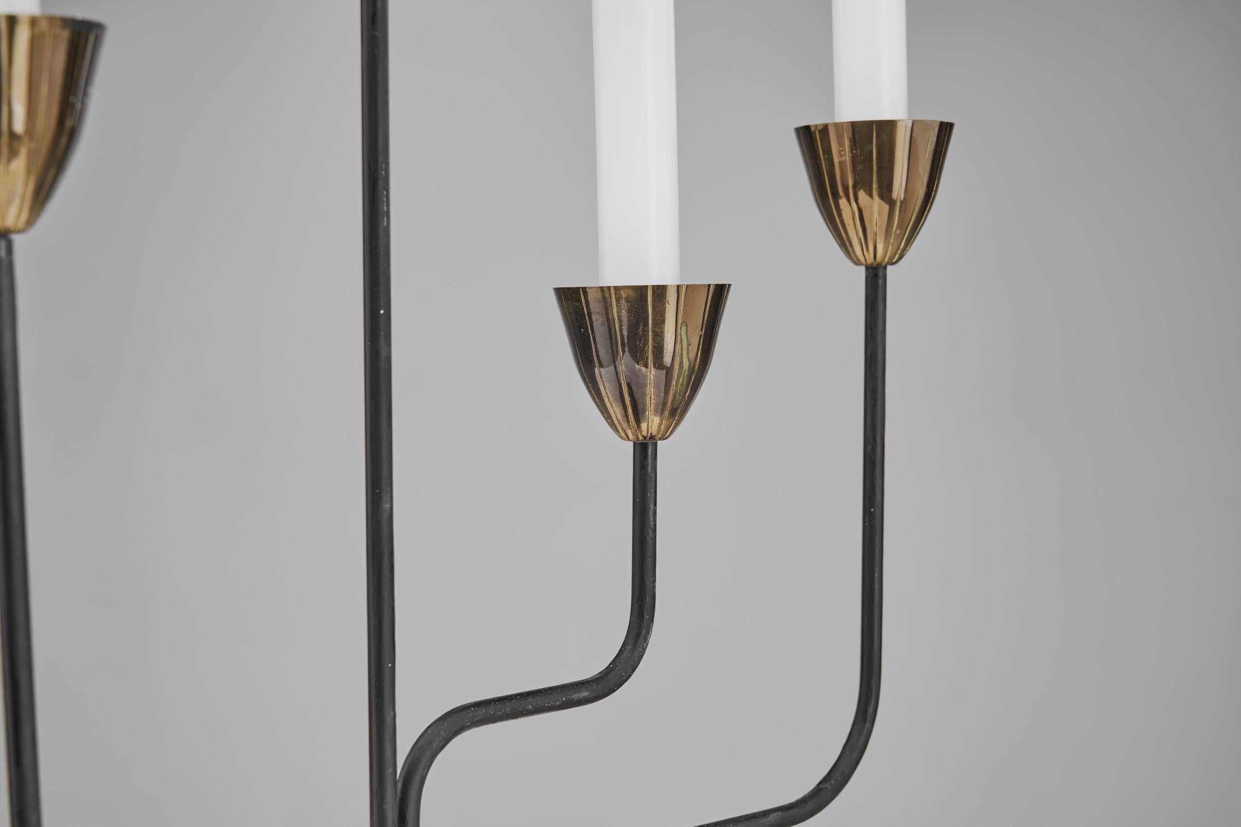 Gunnar Ander Black Lacquered Candelabra for Ystad Metall, Sweden 1950s 1