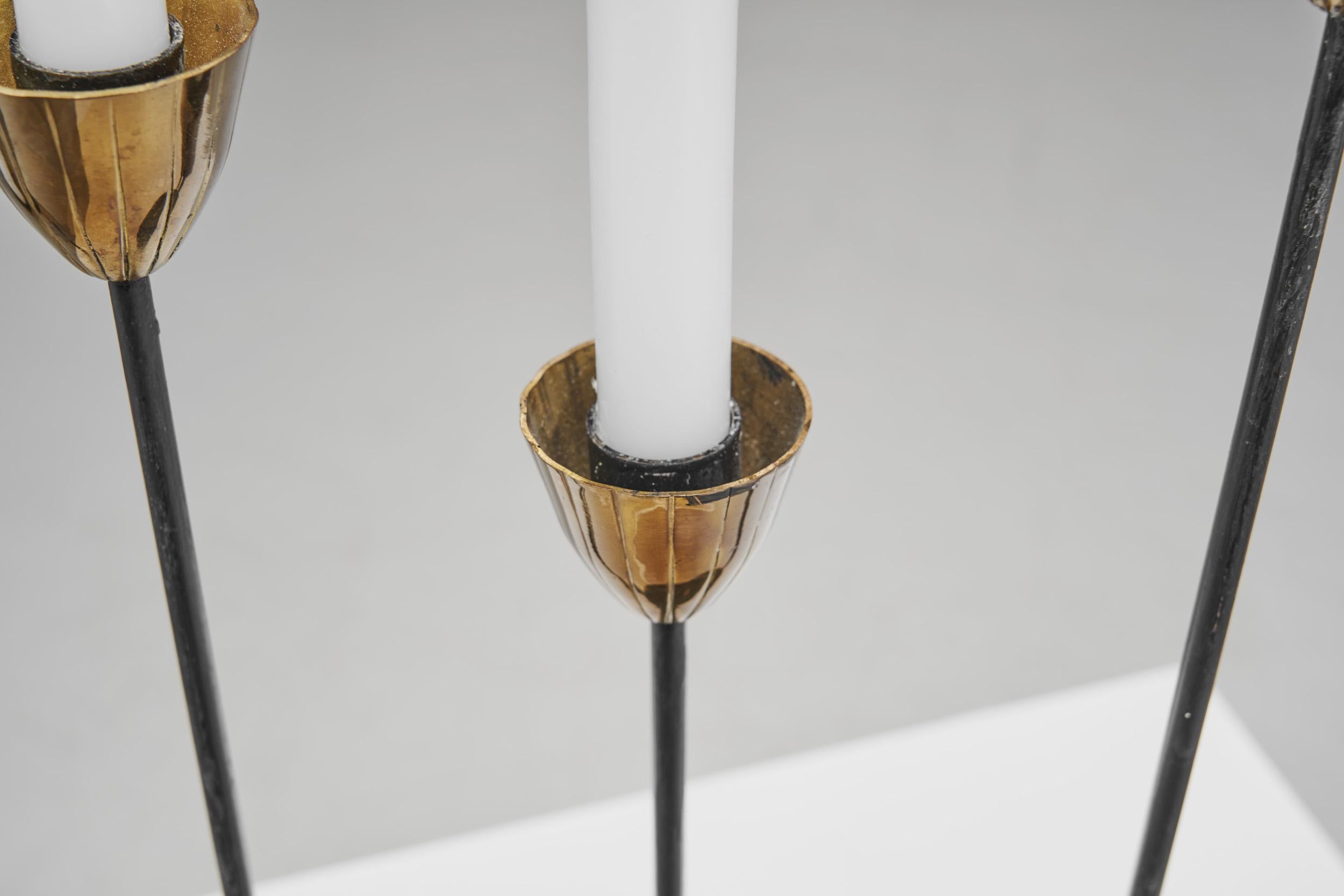 Gunnar Ander Black Lacquered Candelabra for Ystad Metall, Sweden 1950s For Sale 2