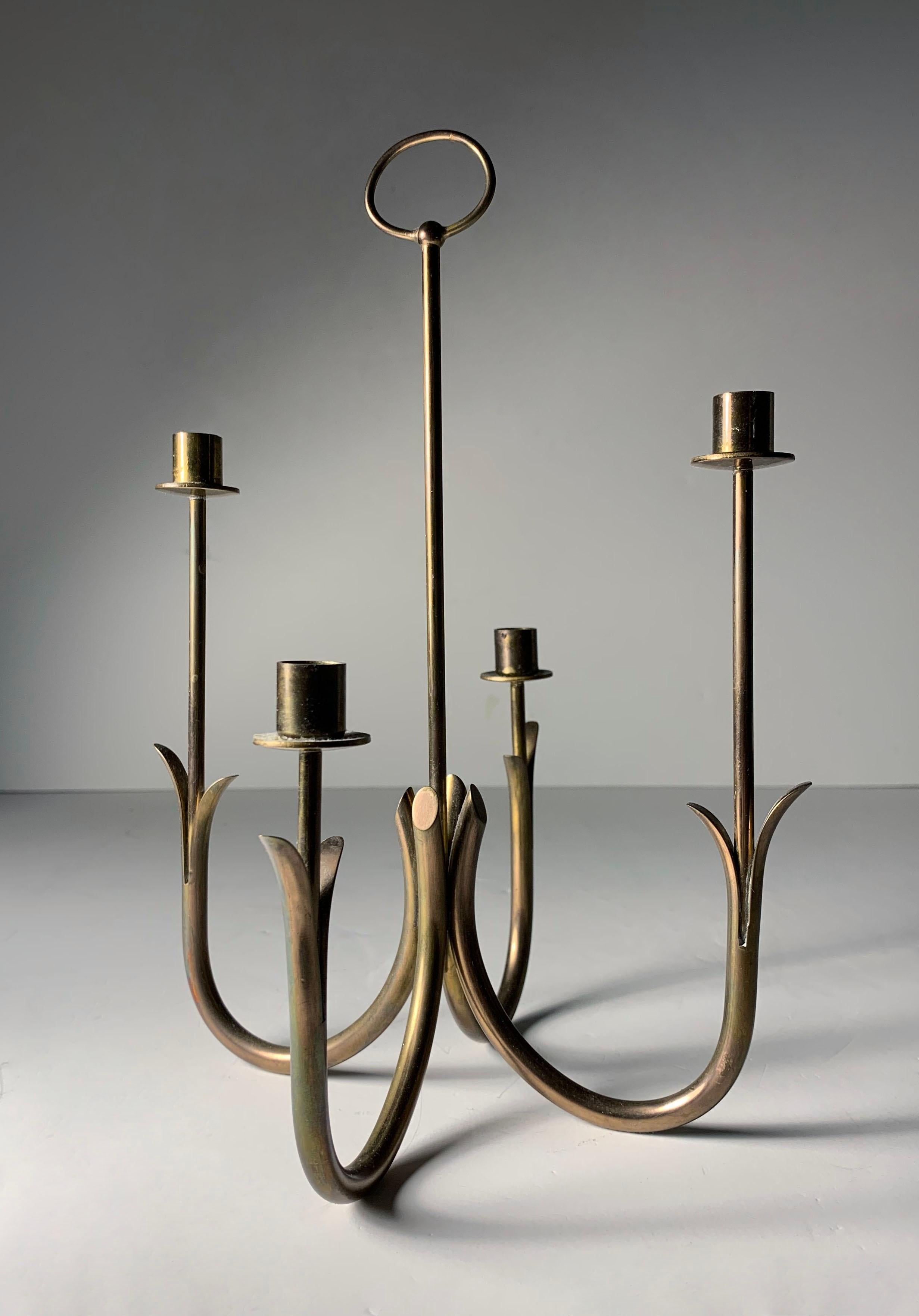 Gunnar Ander brass 4 candlestick Candelabra by Ystad Metall Sweden.

 