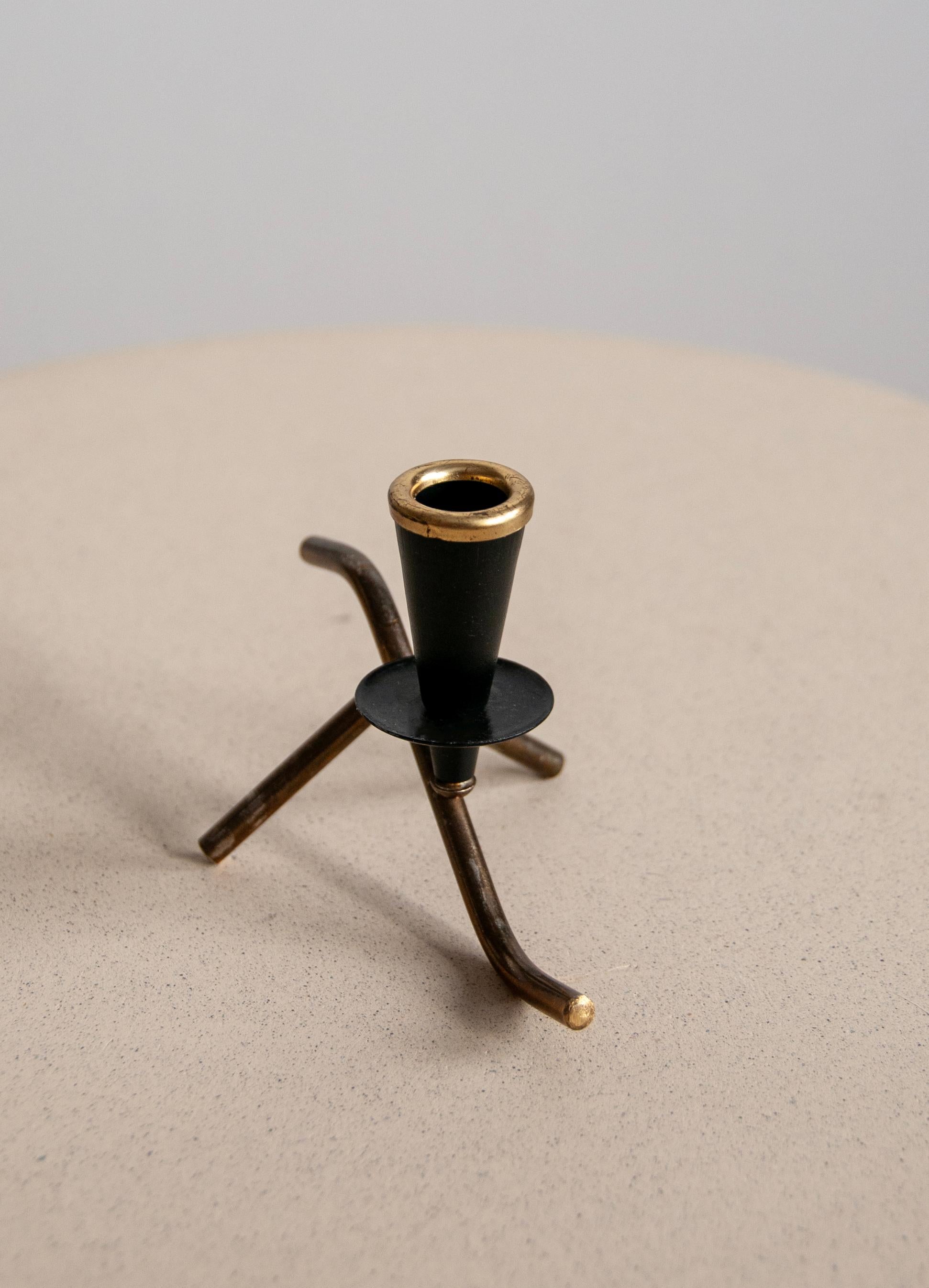 Mid-Century Modern Gunnar Ander Brass and Metal Candle Holder for Ystad Metall, 1950s