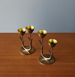 Gunnar Ander Kerzenständer aus Messing für Ystad Metall, Schweden, um 1955