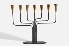 Swedish Designer, Candelabra, Brass, Metal, Sweden, 1950s