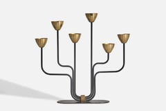 Gunnar Ander, Candelabra, Brass, Metal, Sweden, 1950s