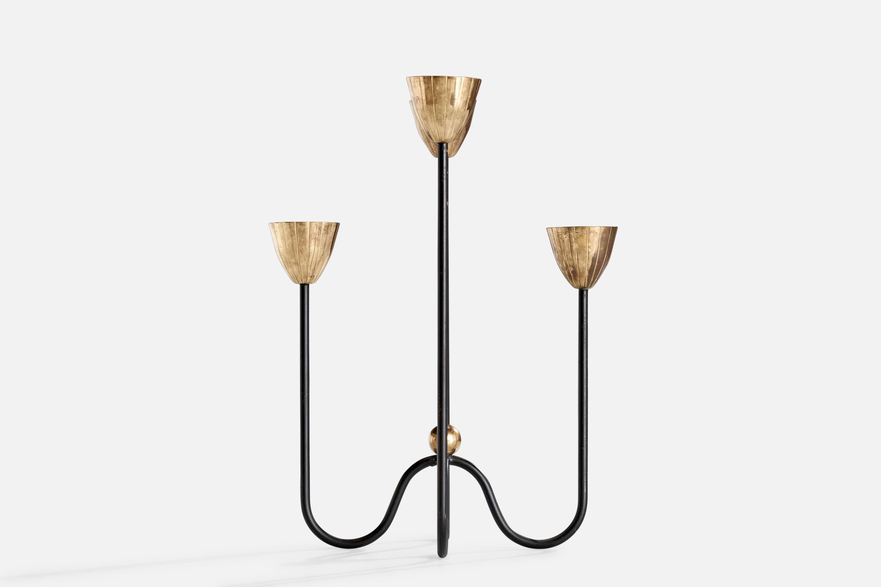 Gunnar Ander, Candelabro, Ottone, Metallo, Svezia, anni '1950 In condizioni buone in vendita a High Point, NC