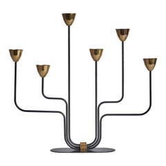 Gunnar Ander, Candelabro, Latón, Metal, Suecia, Años 1950