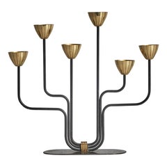 Gunnar Ander, Candelabro, Latón, Metal, Suecia, Años 50