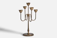 Gunnar Ander, Candelabra, Brass, Sweden, 1950s