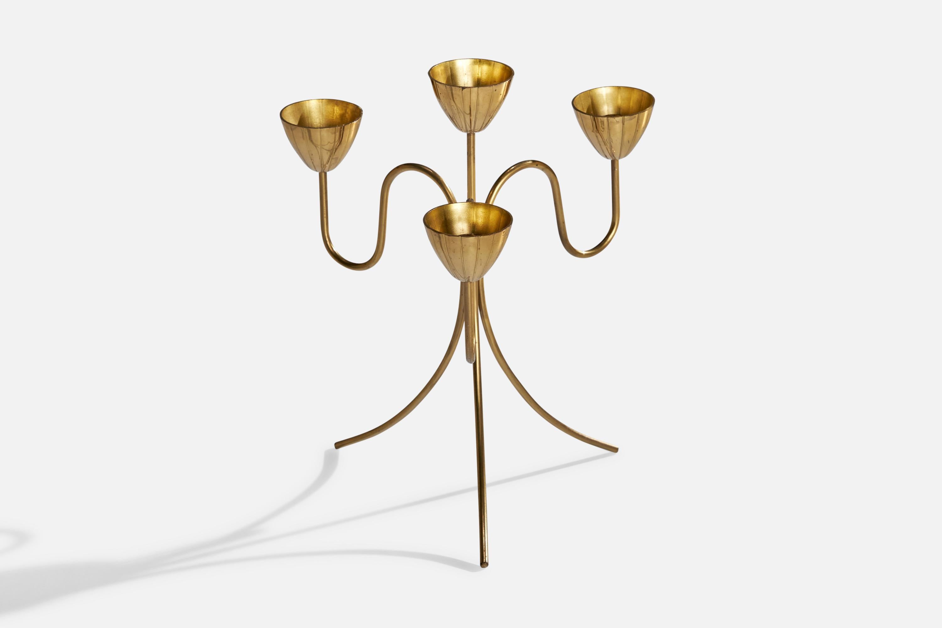 Scandinave moderne Gunnar Ander, Candélabre, Laiton, Suède, Années 1950 en vente