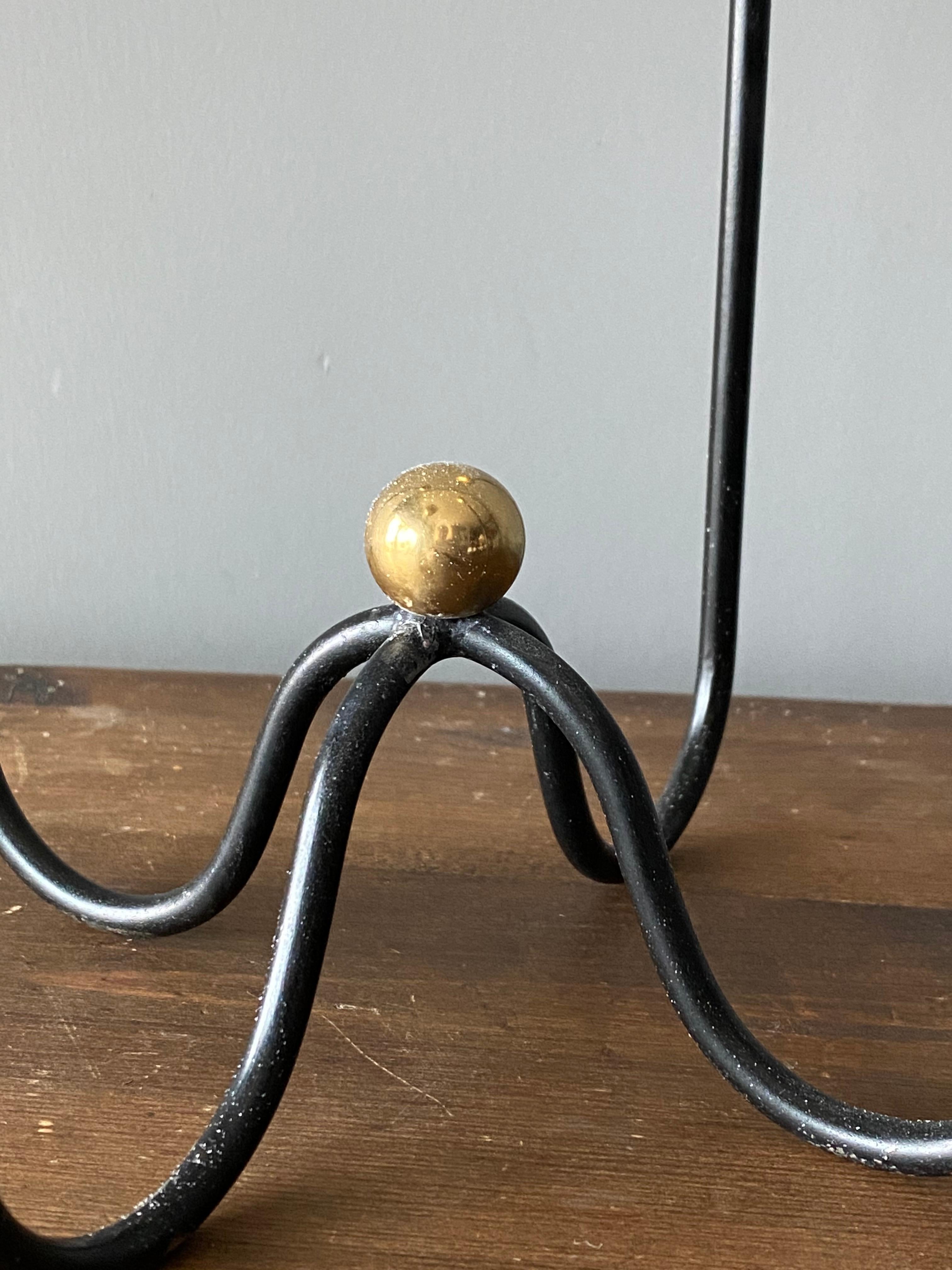 Gunnar Ander, Candelabra, for Ystad Metall, Brass, Painted Metal, Sweden, 1950s In Good Condition In High Point, NC